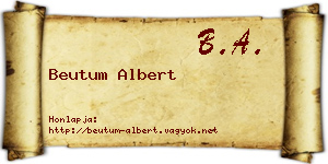 Beutum Albert névjegykártya